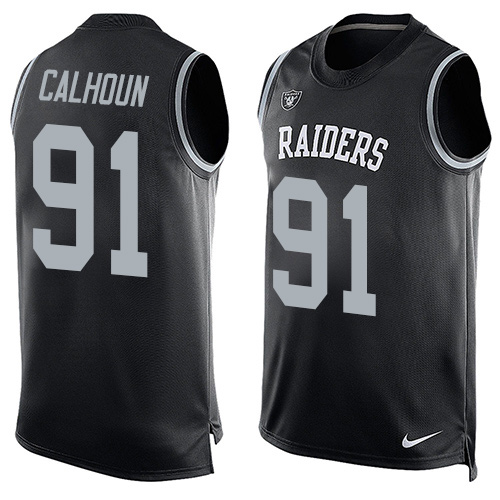 Men's Limited Shilique Calhoun Nike Jersey Black - #91 Player Name & Number Tank Top NFL Oakland Raiders